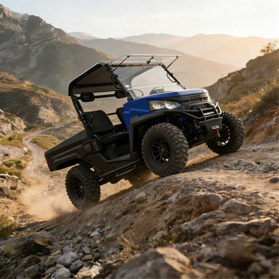73.6V 150Ah 4WD Leictreach UTV PKE EPS gan eochair do Sheilg Feirme