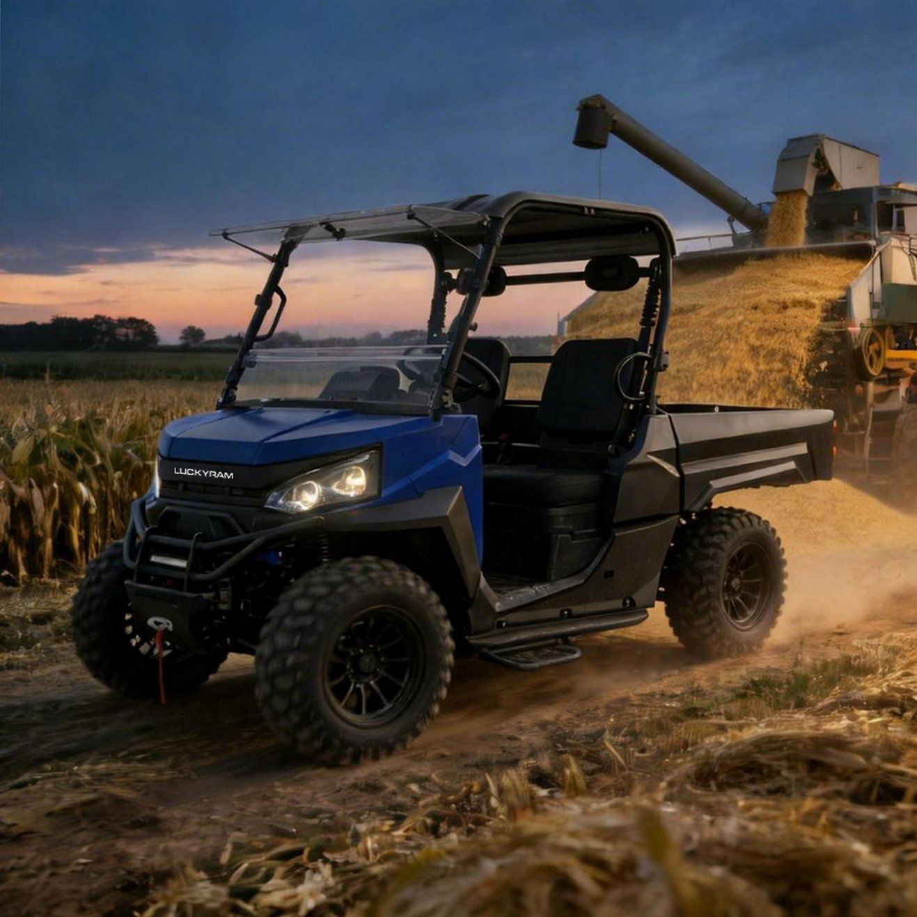 Leictreach UTV Dualgas Trom 4WD 72V 10KW AC Mótar 350kg Luchtú